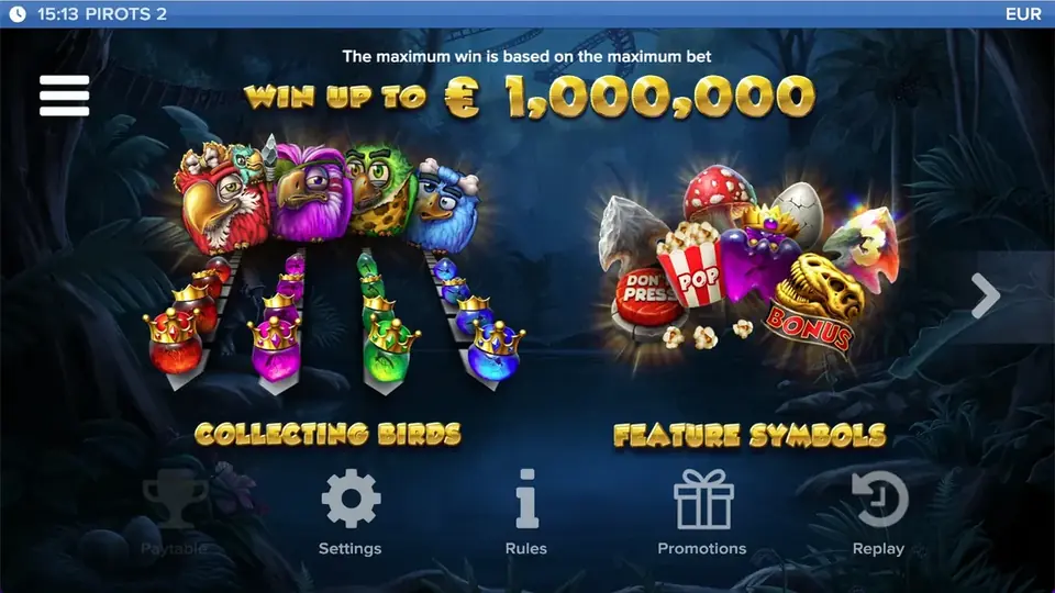 Tableau de paiement de Pirots 2 â niveau 1